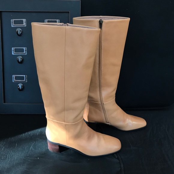 Tan Two-Tone Monterey Block Heel Tall Boots - Women’s 9 - Picture 5 of 9